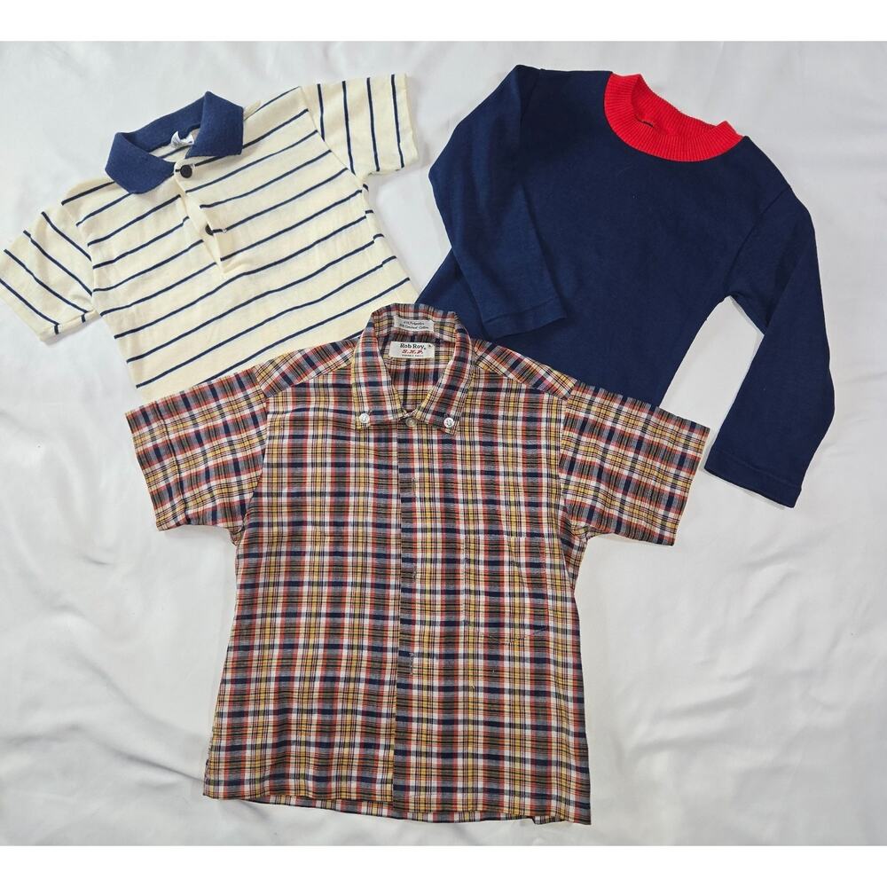 Vintage Rob Roy Boy's Size 4 Shirt Lot of 3 Polo Long Sleeve Button Up 1960s